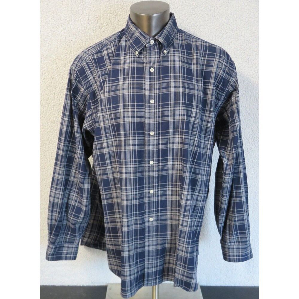 Mens Ralph Lauren Long Sleeve‎ Button Front Shirt Blake Sz XL Blue White Two Ply